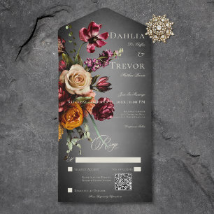 Mörk Elegant Oskärpa HöstBlommigten Bröllop QR-kod