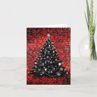 Mörk Elegant Red and Black Julgran Kort