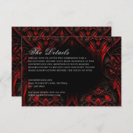 Mörk Elegant Red & Black Gothic Damask bröllop Tilläggskort