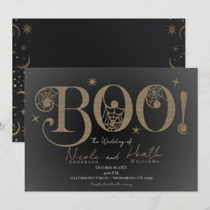 Mörk Elegant Rustik BOO Magisk Halloween-Hochsamma Inbjudningar