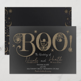 Mörk Elegant Rustikal BOO Magisk Halloween-Hochzei Inbjudningar