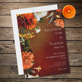 Mörk Elegant Sommar Solnedgång Blommig Bröllop Inbjudningar