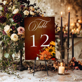 Mörk Elegant, sommartid, Blommigt Bröllop Bordsnummer