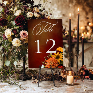 Mörk Elegant, sommartid, Blommigt Bröllop Bordsnummer
