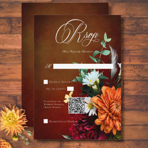 Mörk Elegant Sommartid Blommigt Bröllop QR-kod OSA Kort