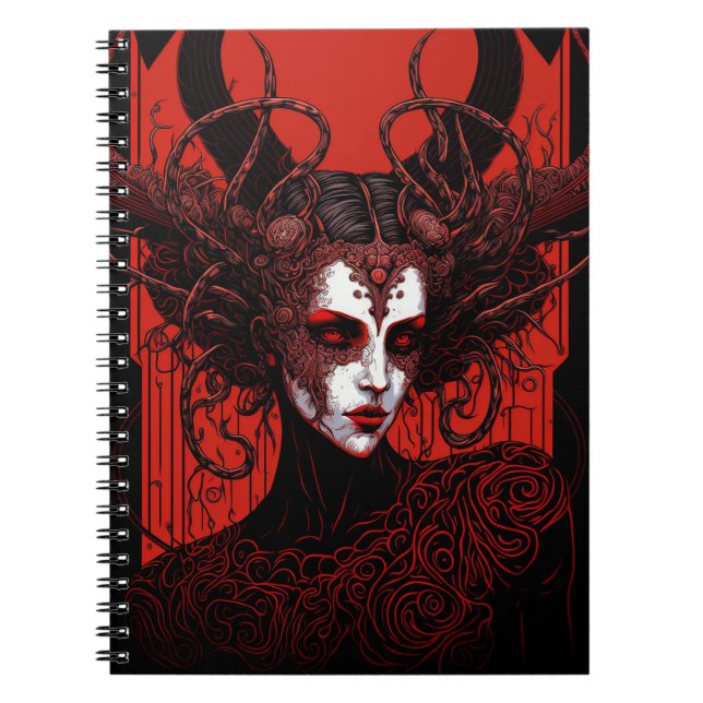 Mörk Elf Demon Red Black Fantasy Art Anteckningsbok (Framsidan)