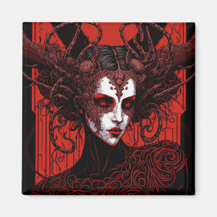 Mörk Elf Demon Red Black Fantasy Art Magnet