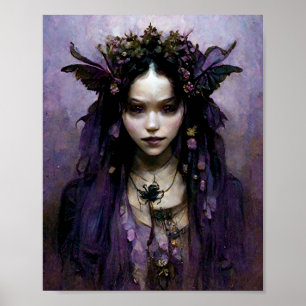 Mörk Elf Goth Gothic Fantasy Art Poster
