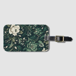 Mörk Emerald Grönt Blommigt Bagagebricka