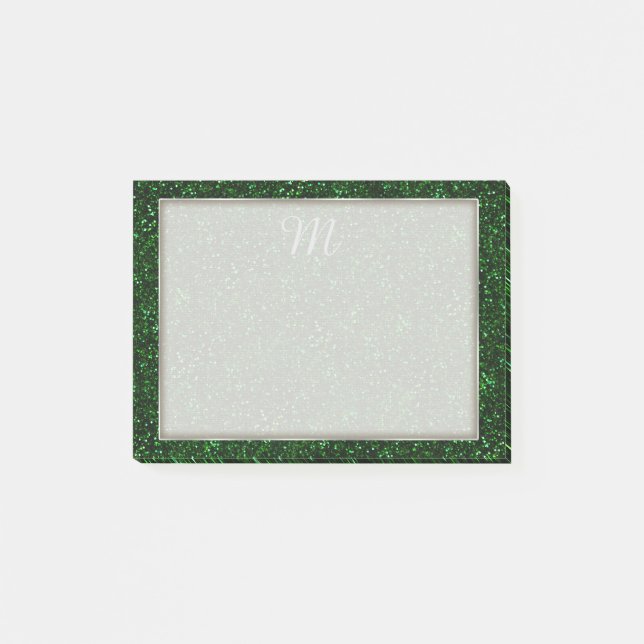 Mörk Emerald Grönt Glitter Post-it Block (Framsida)