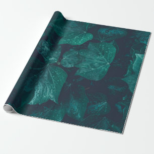 Mörk emerald grönt ivy löv vatten droppar presentpapper