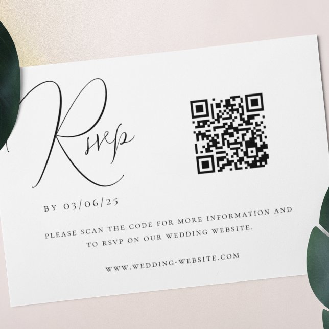 Mörk Emerald Grönt Minimalist QR-kod för Bröllop OSA Kort (Skapare uppladdad)
