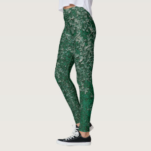 Mörk Emerald Grönt Rusted Metall Struktur Abstrakt Leggings
