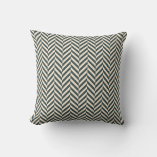 Mörk Emerald Ivory Herringbone Geometric Mönster Kudde