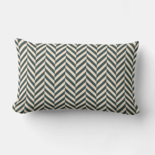 Mörk Emerald Ivory Herringbone Geometric Mönster Lumbarkudde