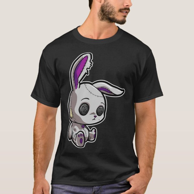 Mörk Emo Goth Gothic Rabbit Bunny Doll T Shirt (Framsida)