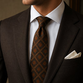 Mörk Espresso Brun Diamant Jacquardmönster Slips