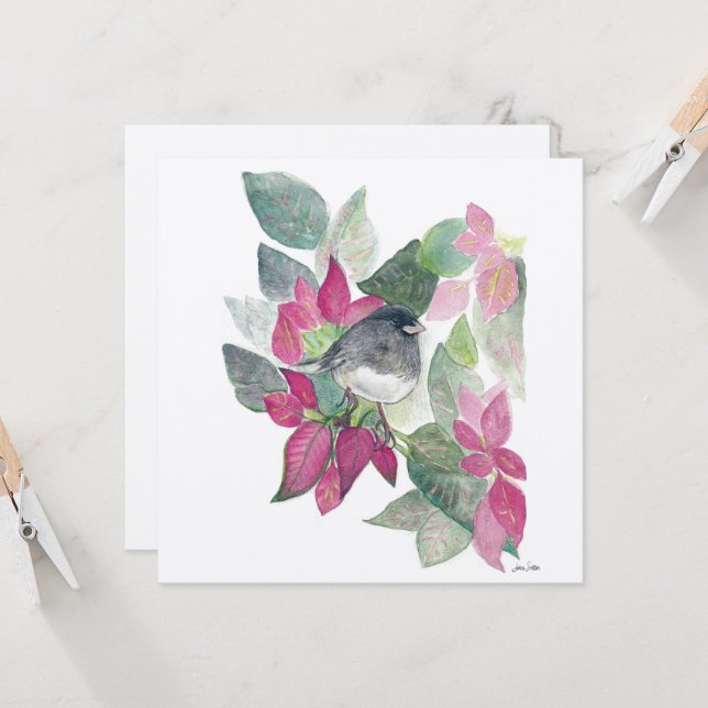 Mörk Eyed Junco Bird Card Kort (Fram/Back In Situ)