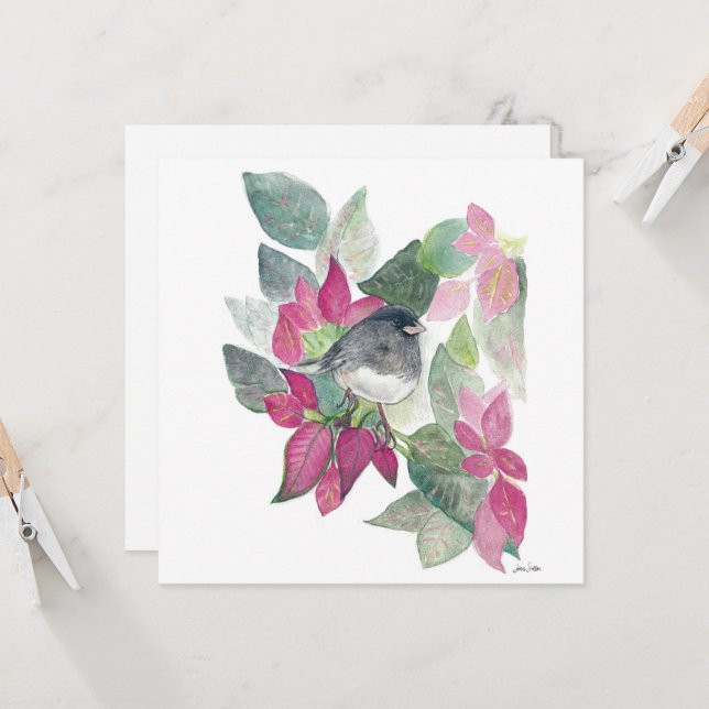 Mörk Eyed Junco Bird Card Kort (Fram/Back In Situ)