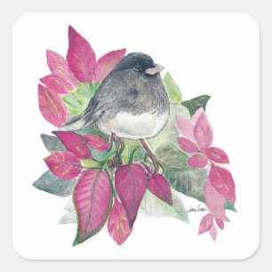 Mörk Eyed Junco Bird Square Sticker Fyrkantigt Klistermärke