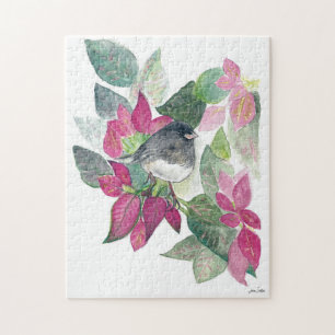 Mörk Eyed Junco Bird Watercolor Art Jigszle Puzzle Pussel