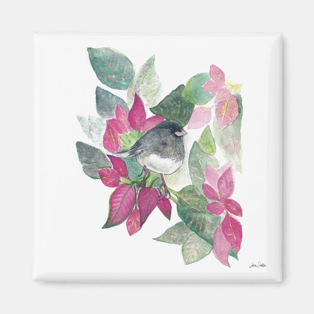 Mörk Eyed Junco Bird Watercolor Art Magnet (Framsidan)