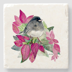 Mörk Eyed Junco Bird Watercolor Art Stone Underläg Stenunderlägg