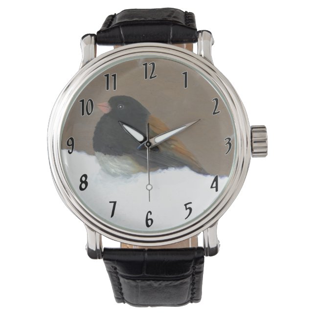 Mörk-Eyed Junco Painting - Original Bird Art Armbandsur (Framsida)