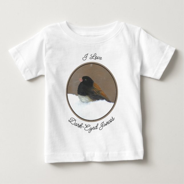 Mörk-Eyed Junco Painting - Original Bird Art Baby T Shirt (Framsida)