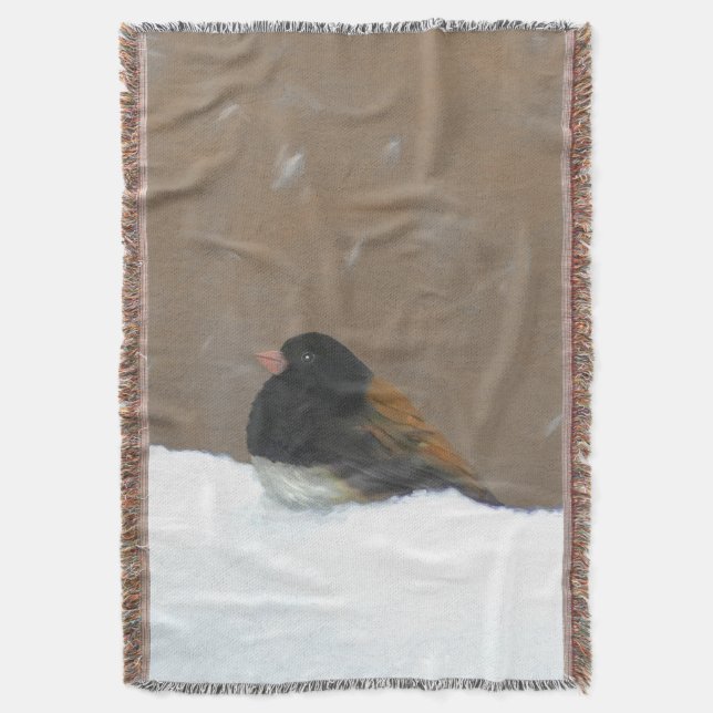 Mörk-Eyed Junco Painting - Original Bird Art Filt (Framsidan Vertikal)