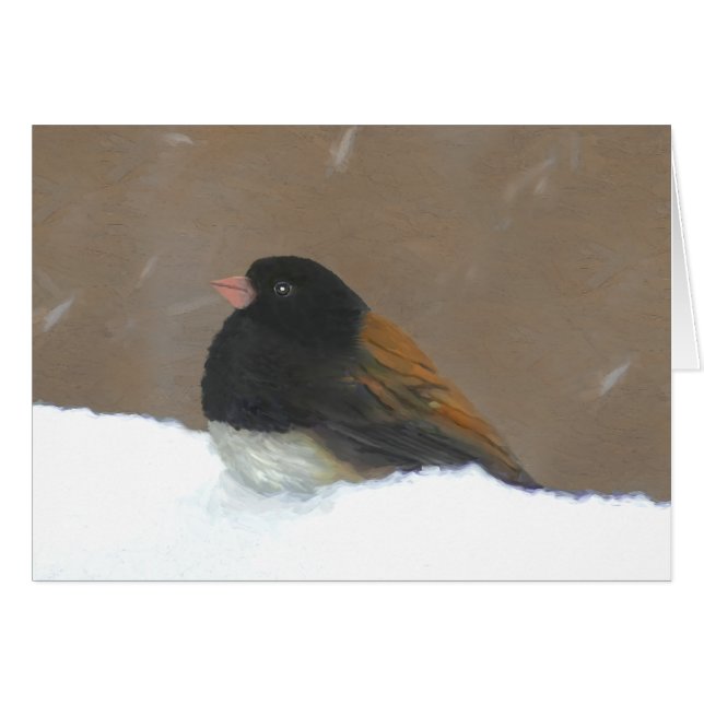 Mörk-Eyed Junco Painting - Original Bird Art Hälsningskort (Framsidan Horizontal)