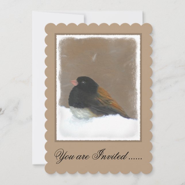 Mörk-Eyed Junco Painting - Original Bird Art Inbjudningar (Framsida)