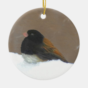 Mörk-Eyed Junco Painting - Original Bird Art Julgransprydnad Keramik