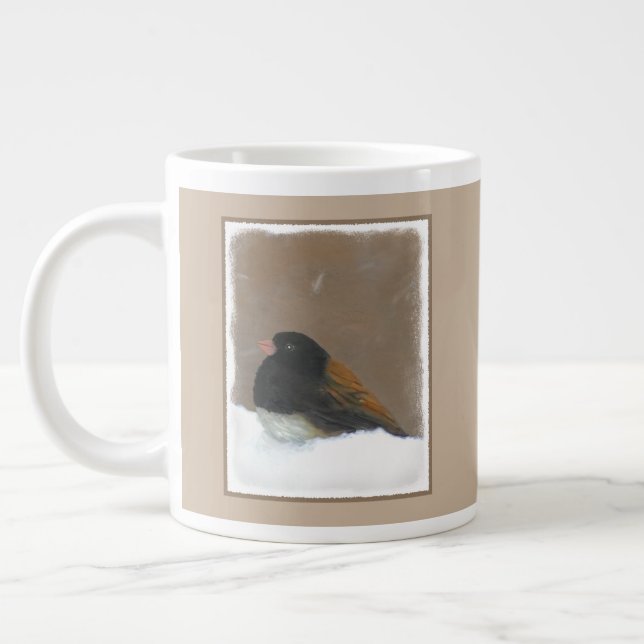 Mörk-Eyed Junco Painting - Original Bird Art Jumbo Mugg (Vänster)