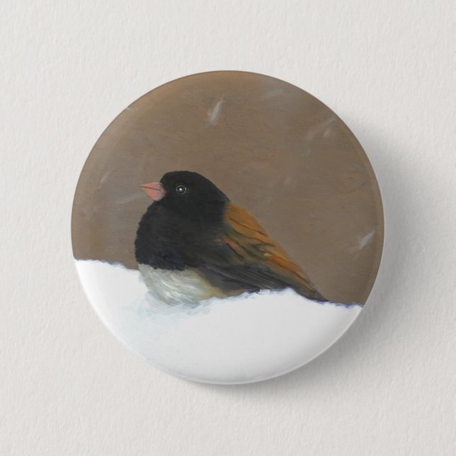 Mörk-Eyed Junco Painting - Original Bird Art Knapp (Framsida)