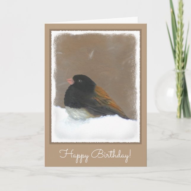 Mörk-Eyed Junco Painting - Original Bird Art Kort (Framsida)