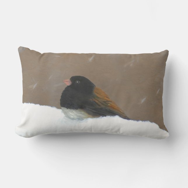 Mörk-Eyed Junco Painting - Original Bird Art Lumbarkudde (Framsida)