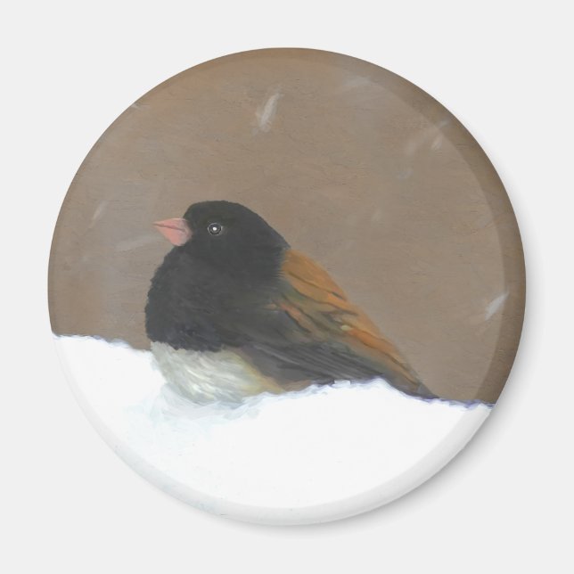 Mörk-Eyed Junco Painting - Original Bird Art Magnet (Framsidan)
