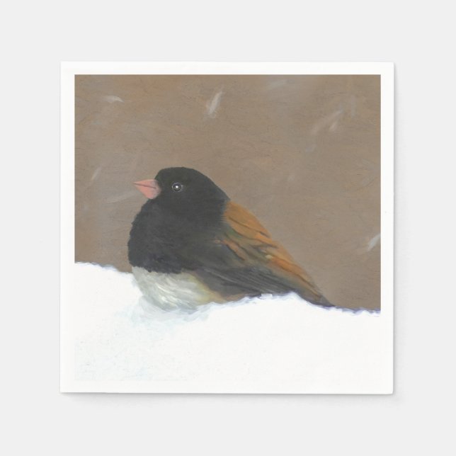 Mörk-Eyed Junco Painting - Original Bird Art Pappersservett (Framsidan)