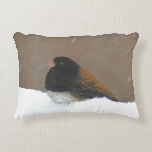 Mörk-Eyed Junco Painting - Original Bird Art Prydnadskudde (Framsidan)