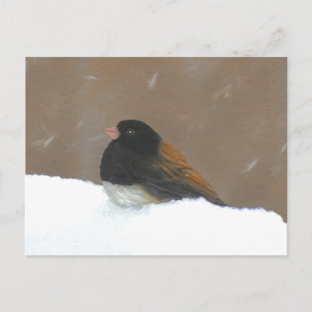 Mörk-Eyed Junco Painting - Original Bird Art Vykort (Framsida)