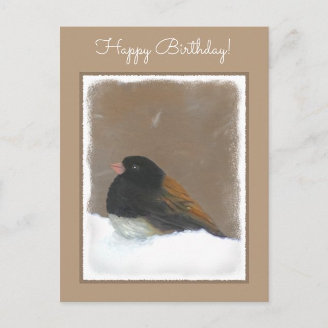 Mörk-Eyed Junco Painting - Original Bird Art Vykort (Framsida)