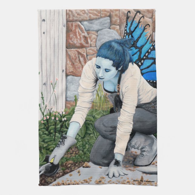 Mörk Fairy Garden Fantasy Art Kitchen Towel Kökshandduk (Vertikal)