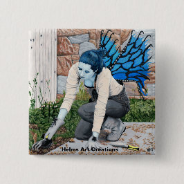 Mörk Fairy Garden Gardener Fantasy Art Button Knapp