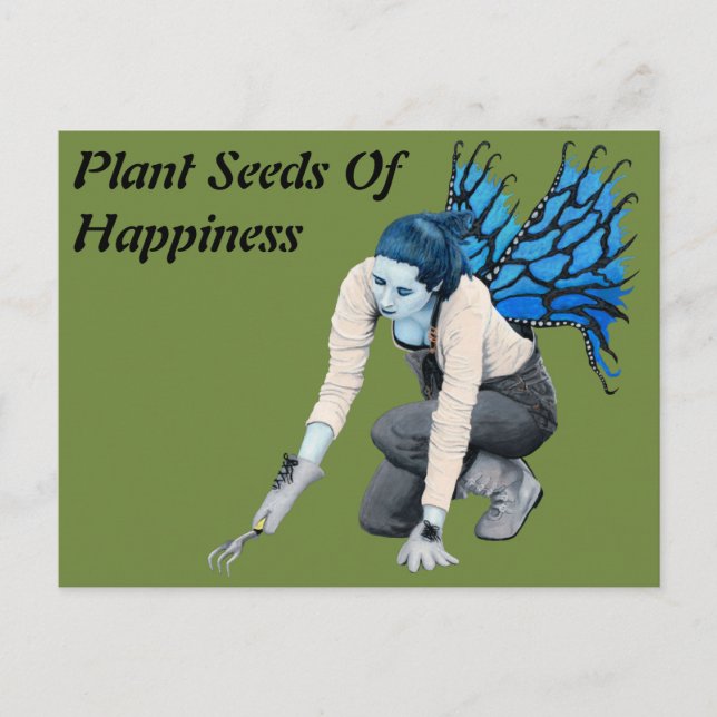 Mörk Fairy Garden Gardener Fantasy Art Postcard Vykort (Framsida)