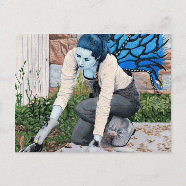 Mörk Fairy Gardener  Fantasy Art Postcard Vykort (Framsida)