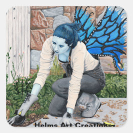 Mörk Fairy Gardener Fantasy Art Stickers Fyrkantigt Klistermärke
