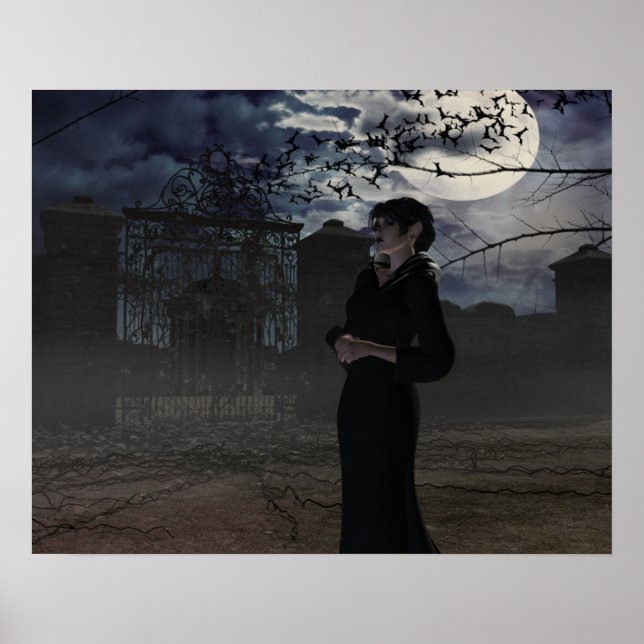 Mörk Fairy in Moonlight Poster (Framsidan)
