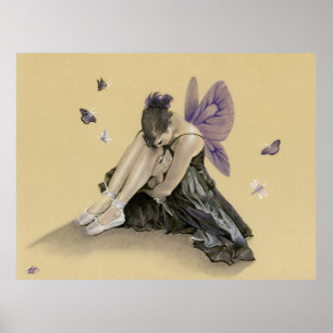 Mörk Fairy lila vingar Poster