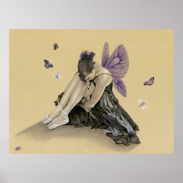 Mörk Fairy lila vingar Poster (Framsidan)